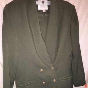 VALERIE STEVENS SUIT SKIRT JACKET GREEN SIZE 8